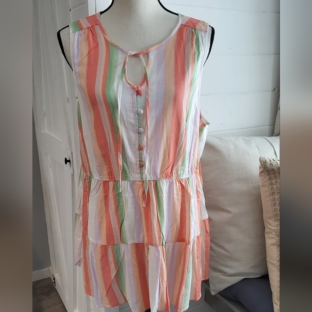 Torrid Rayon Slub Button-Front Tiered Tank